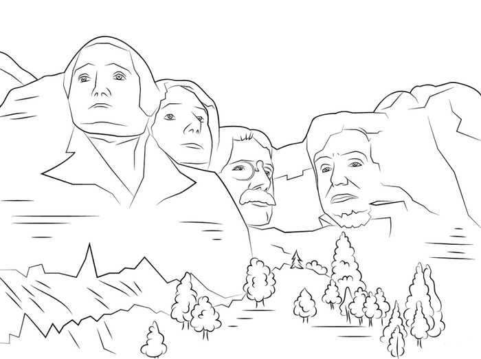 Mount Rushmore Presidents Day Coloring Pages