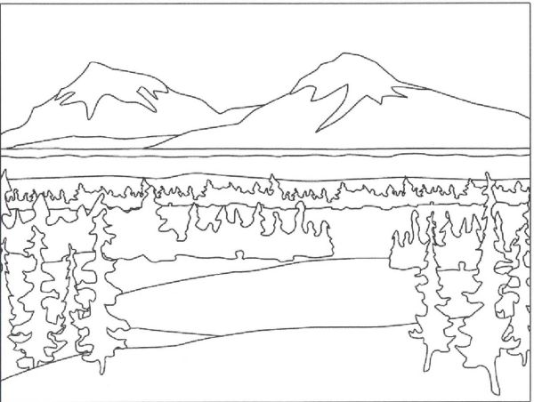 Mountain Landscape Coloring Page