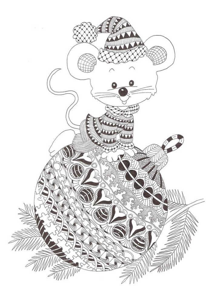 Mouse Christmas Ornament Coloring Page