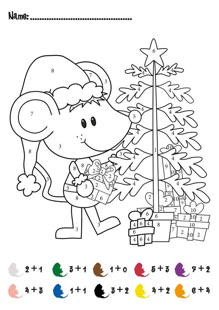 Mouse Math Christmas Color By Number