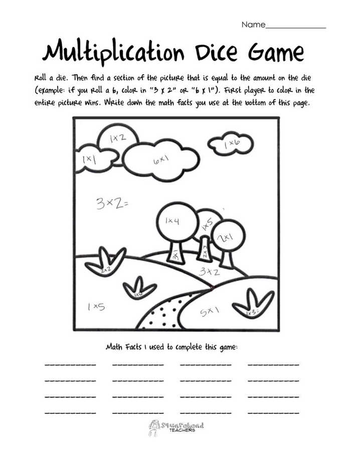 Multiplication Coloring Game Printable