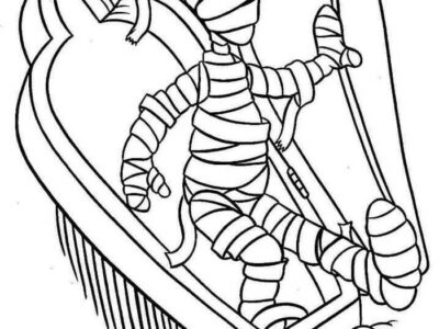 Mummy In Coffin Coloring Pages