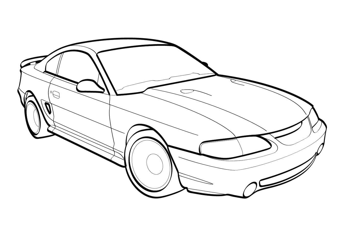 sn95 mustang vector line drawing