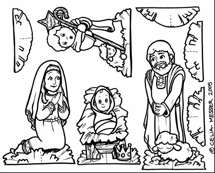 Nativity Coloring Page Cutouts