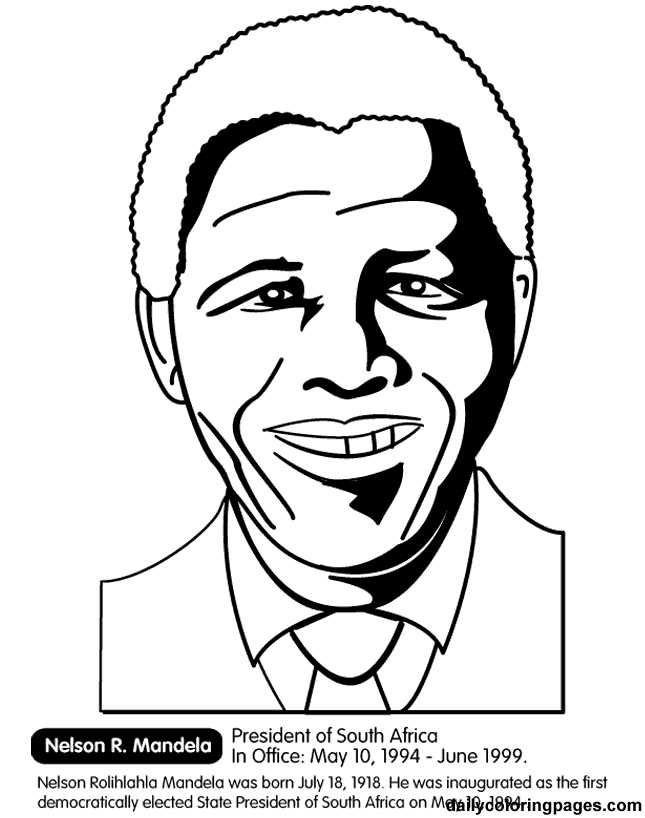 Nelson Mandela Black History Month Coloring Pages