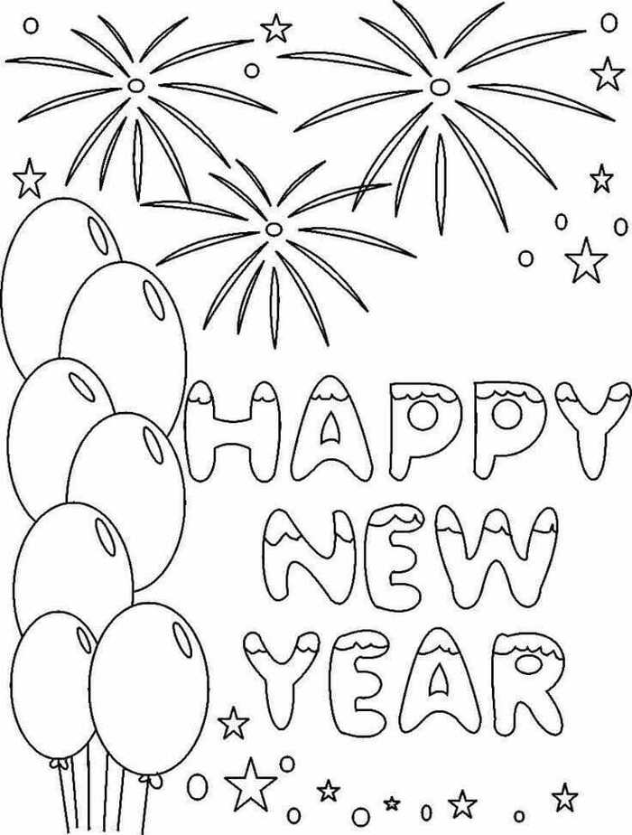 New Year Card Coloring Page