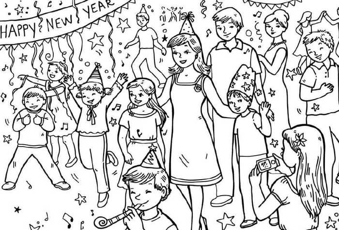 New Year Celebrations Coloring Pages