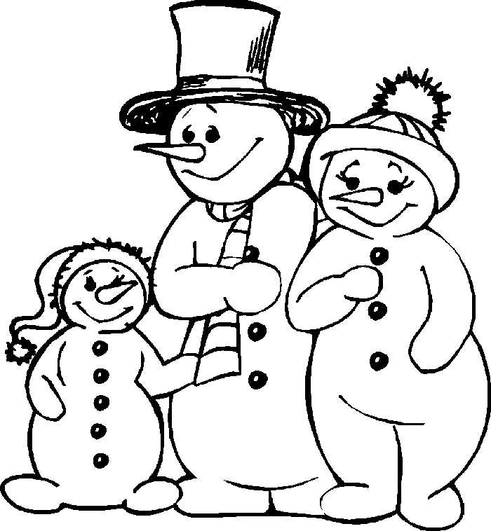 New Year For The Snowman Family Coloring Page