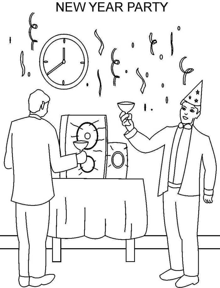 New Year Party Happy New Year Coloring Pages