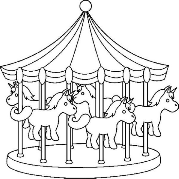 Night Carnival Carousel Coloring Picture