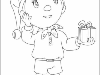 Noddy getting a gift coloring sheet