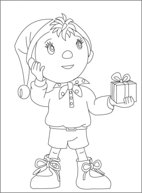 Noddy getting a gift coloring sheet