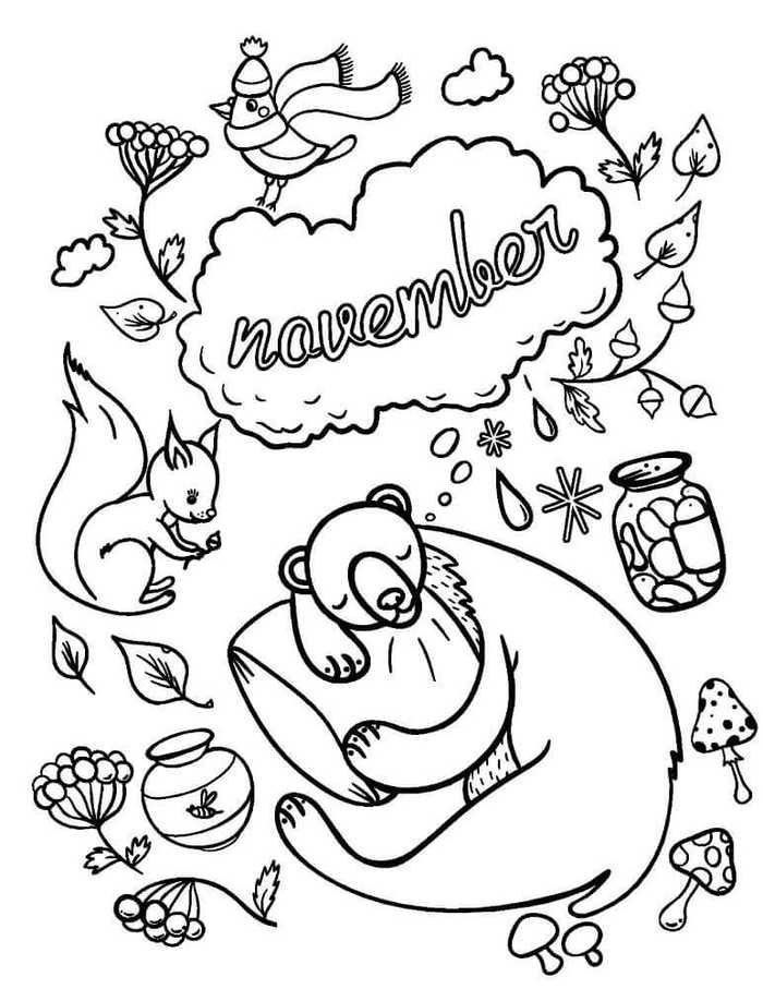 November Month Coloring Pages Printable