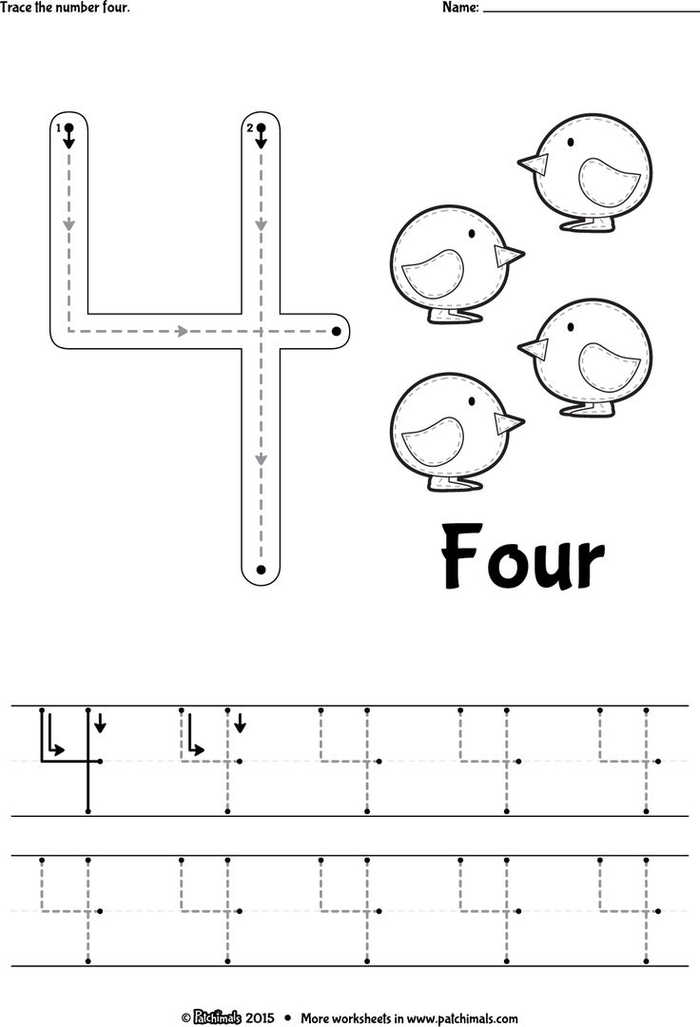 Number 4 Math Coloring Pages
