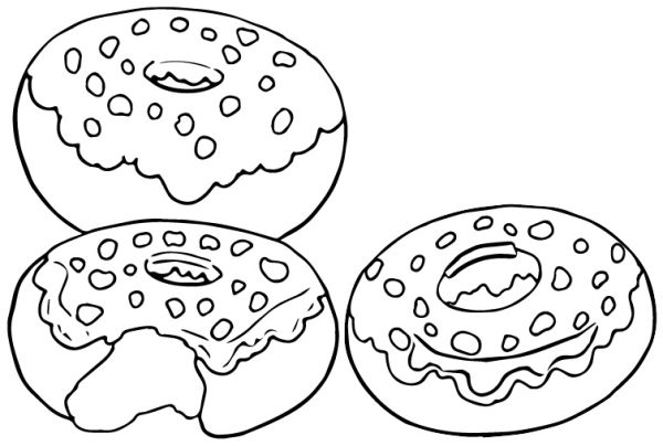 Nutty Chocolate Donut Coloring Page