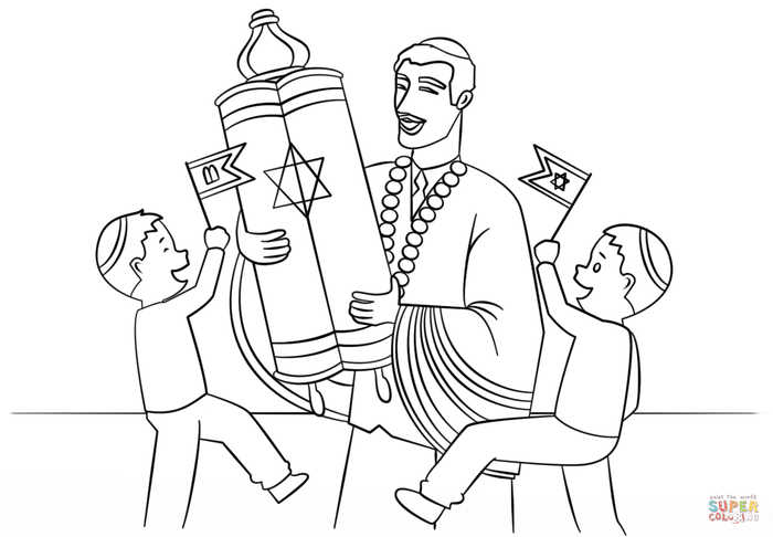 October Coloring Images Simchat Torah