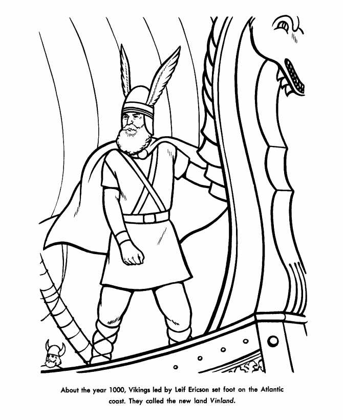 October Coloring Pages Free Leif Ericson Day