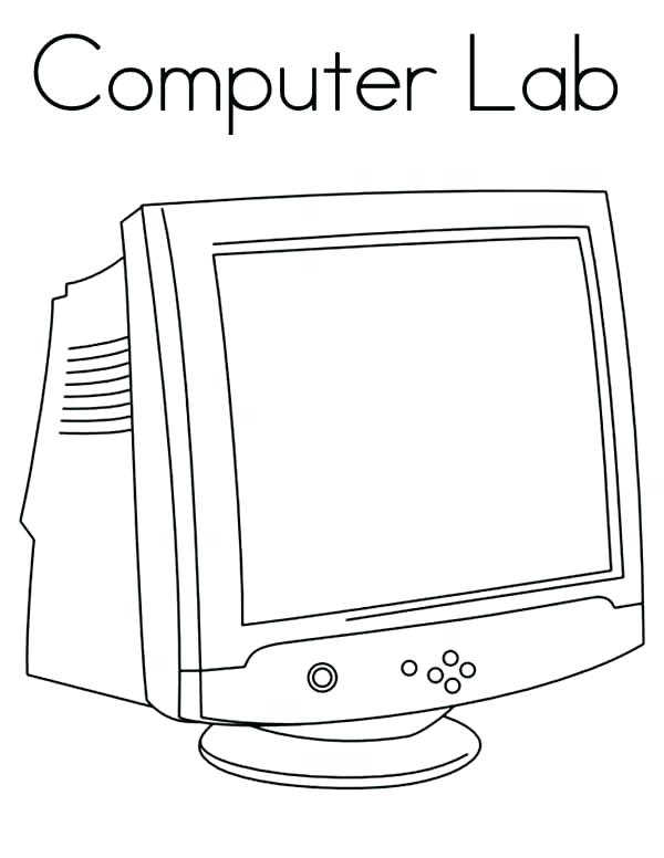 Old Monitor Computer Lab Coloring Page