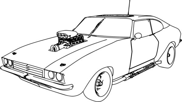 Old Sport Muscle Car Coloring Page for Boys