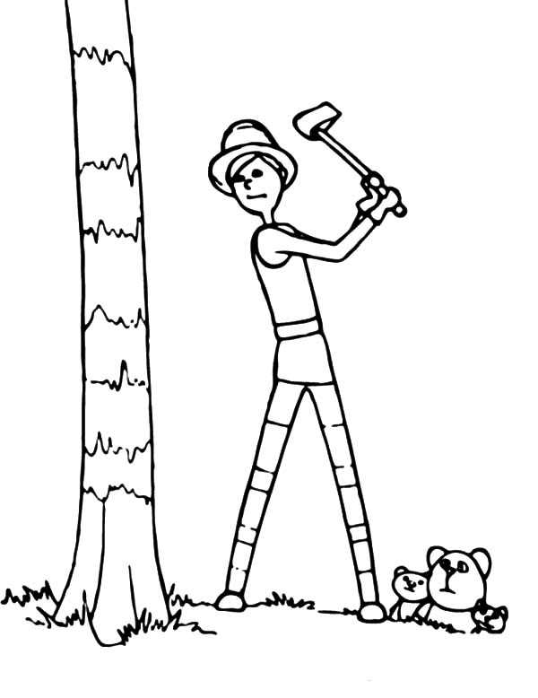 Onceler Chopping Down Truffula Tree Lorax Coloring Page