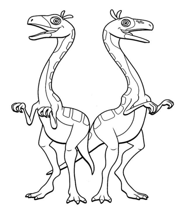 Oren And Ollie The Ornithomimus In Dinosaurus Train Coloring Page Coloring Sun