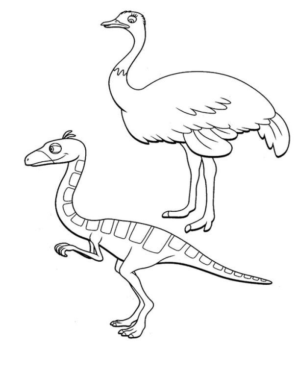 Oren Want To Race With Ostrich In Dinosaurus Train Coloring Page Coloring Sun