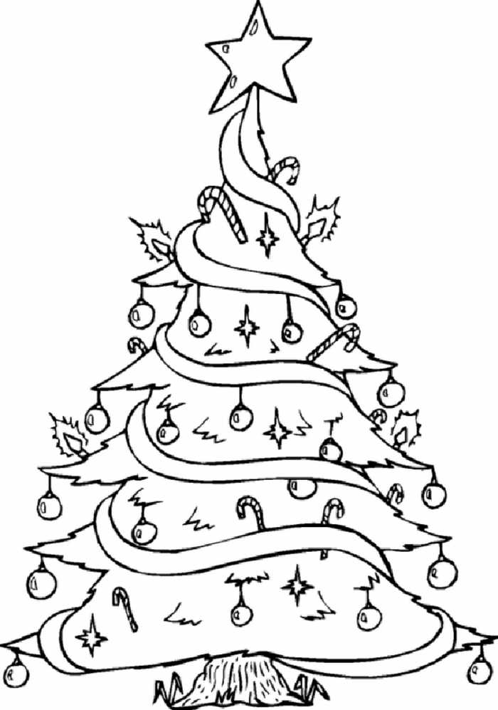 Ornaments On Christmas Tree Coloring Page