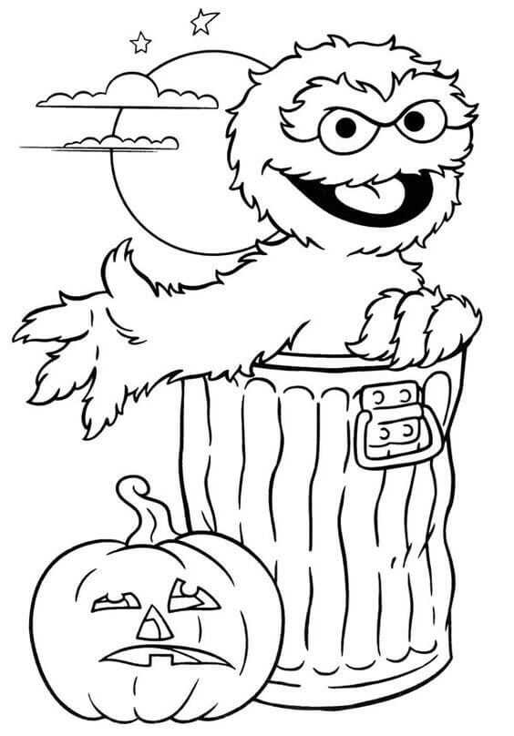 Oscar And Jack O Lantern Coloring Picture