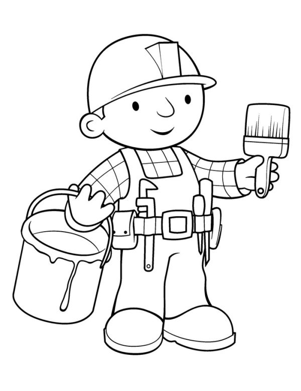 Painting bob the builder coloring pages