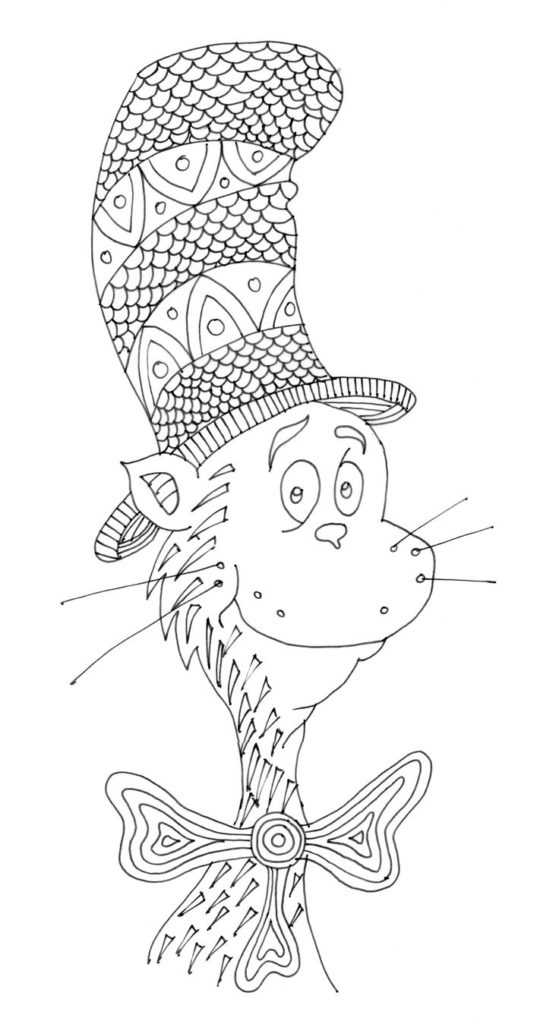 Pattern Cat In The Hat Coloring Pages