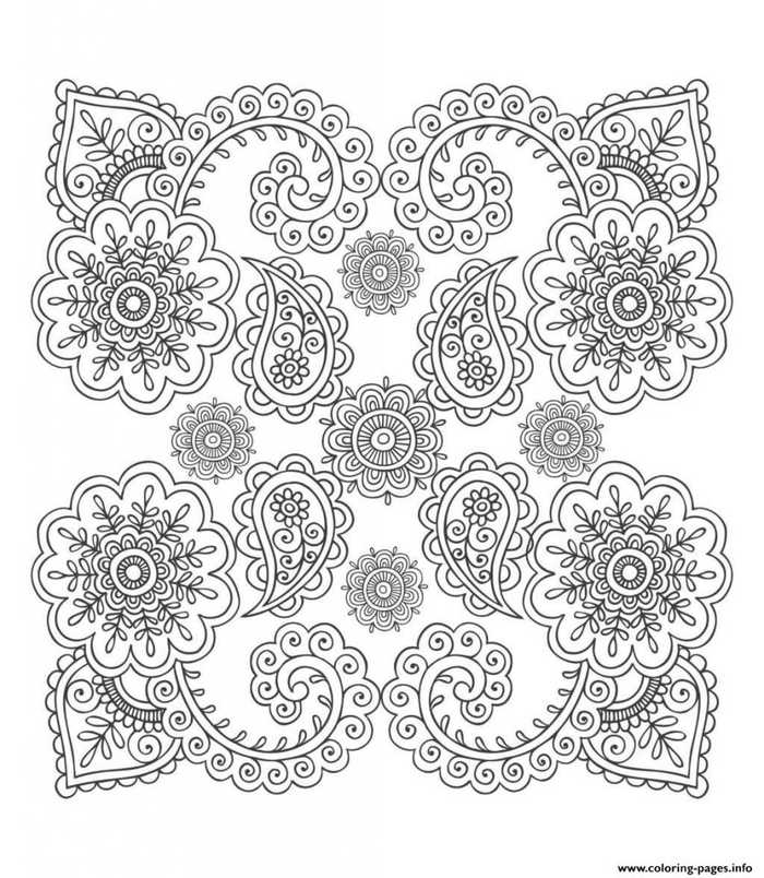 Pattern Flower Design Coloring For Adults