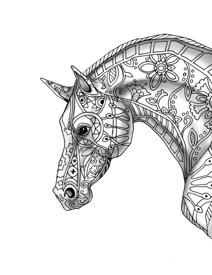 Pattern Horse With Shading Coloring Page