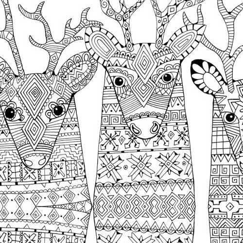Pattern Reindeer Coloring Page For Adults