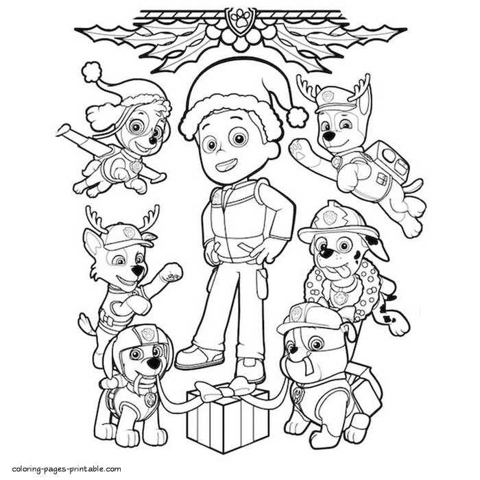 Paw Patrol Christmas Coloring Pages