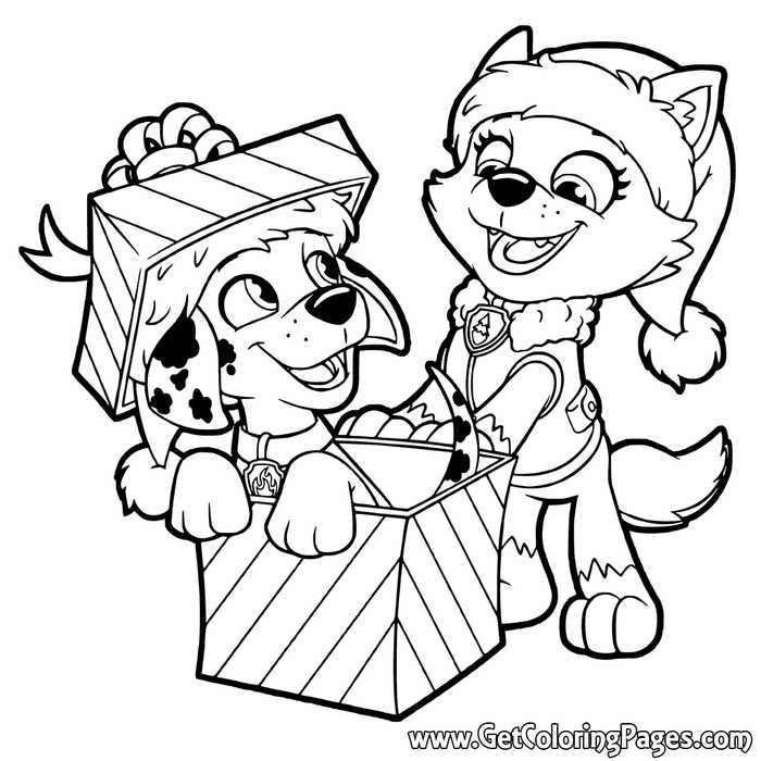 Paw Patrol Puppy Present Coloring Page
