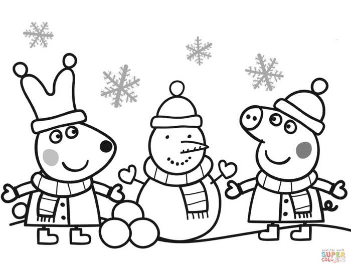 Peppa Pig Christmas Coloring Pages 2
