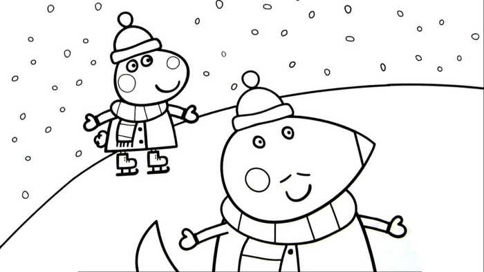 Peppa Pig Christmas Ice Skating Coloring Pages