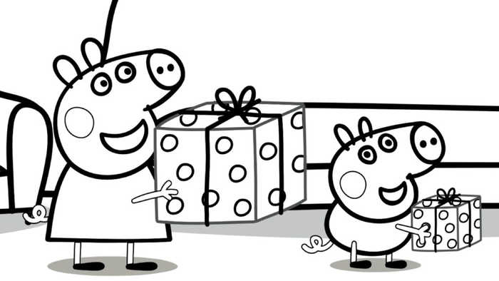Peppa Pig Presents Coloring Pages