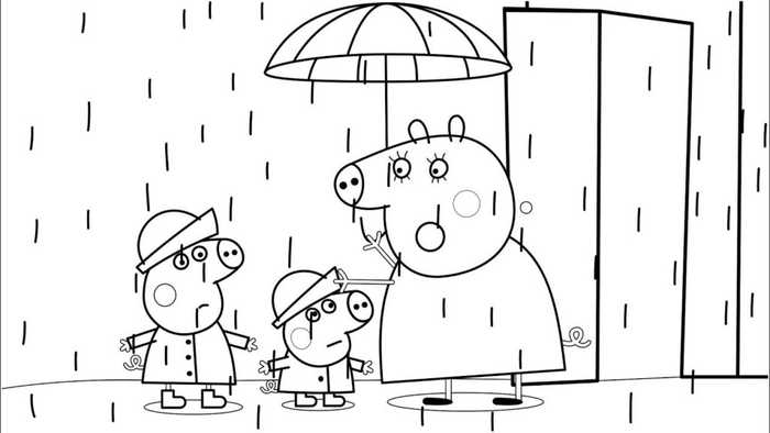 Peppa Pig Rainy Day Coloring Pages