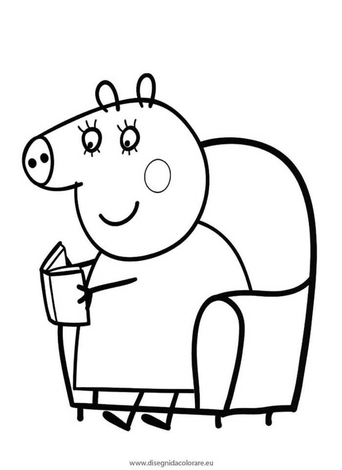 Peppa Pig Reading Coloring Pages