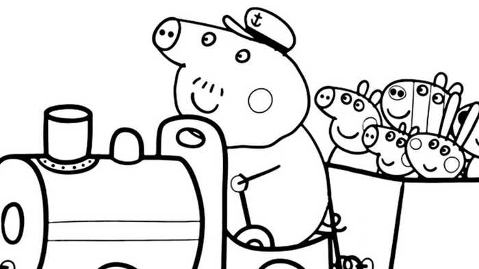Peppa Pig Train Ride Coloring Page