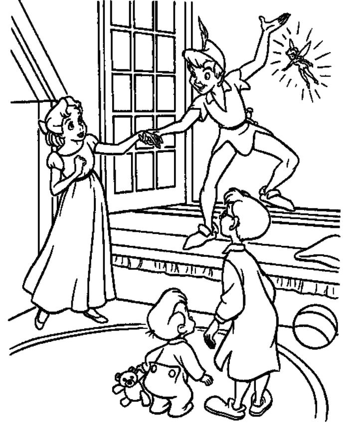 Peter Pan Meets Wendy Coloring Pages