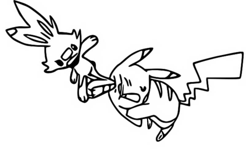 pikachu and scorbunny coloring pages