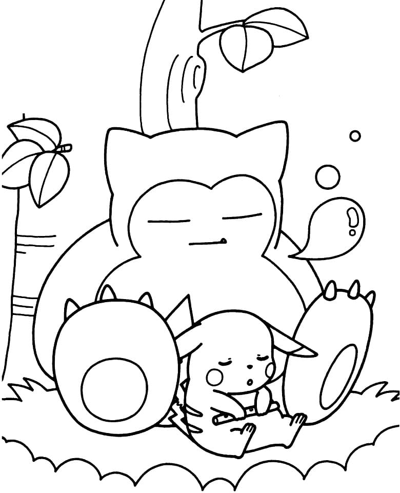 pikachu and snorlax coloring pages