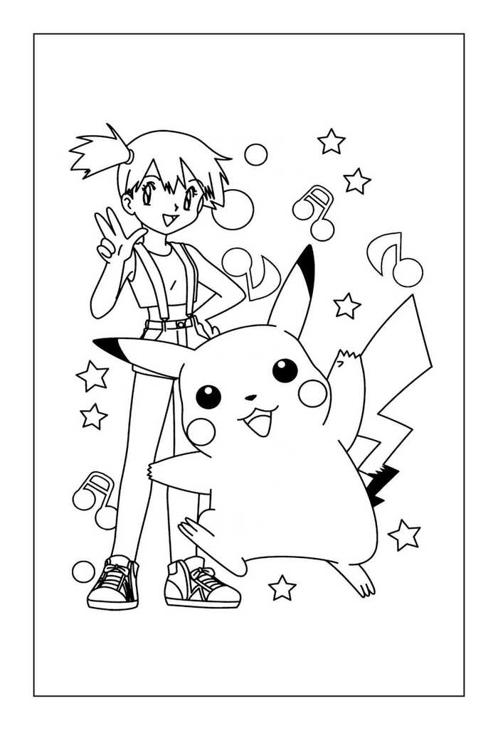 Pikachu Coloring Pages Pikachu And Misty