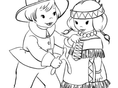 Pilgrim And Native American Coloring Page