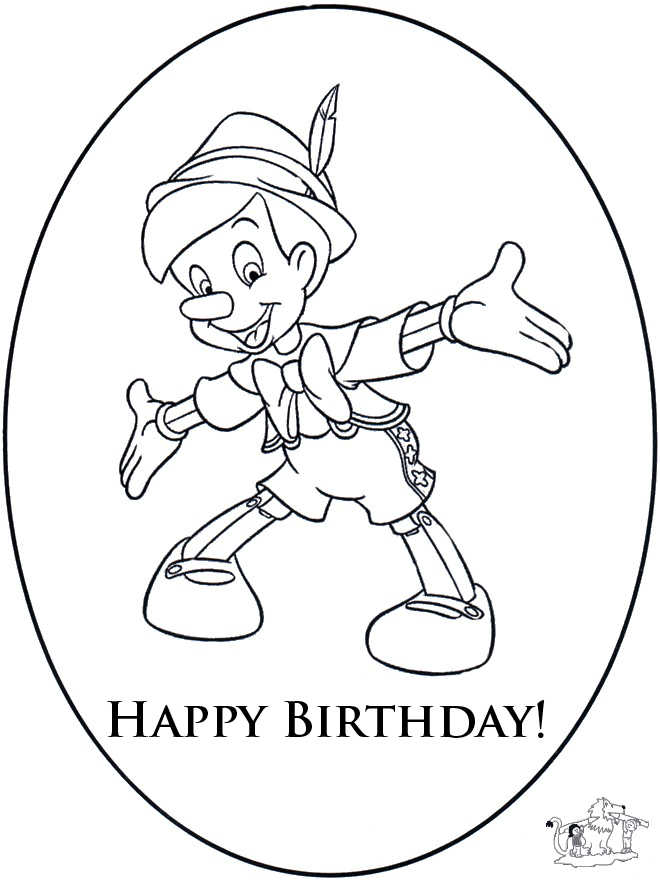 Pinocchio Happy Birthday Coloring Pages