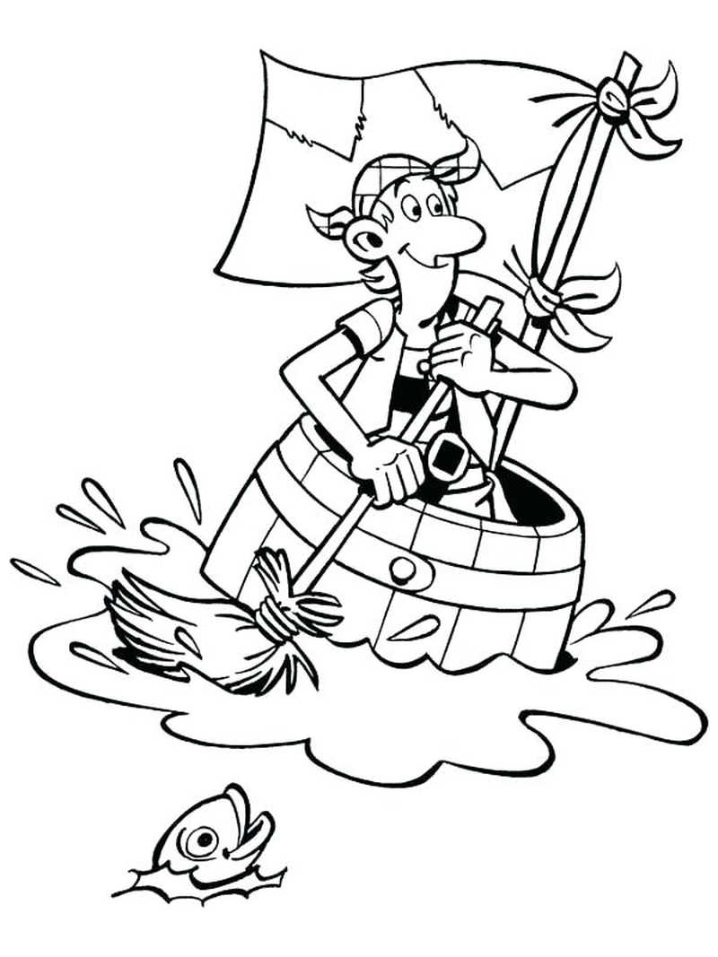 Pirate Paddling A Little Boat Coloring Pages Printable