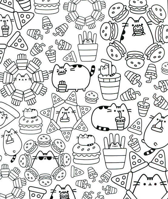 Pizza And Burgers Kawaii Coloring Pages