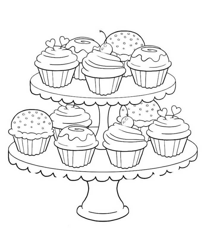 Platter Cupcake Coloring Pages